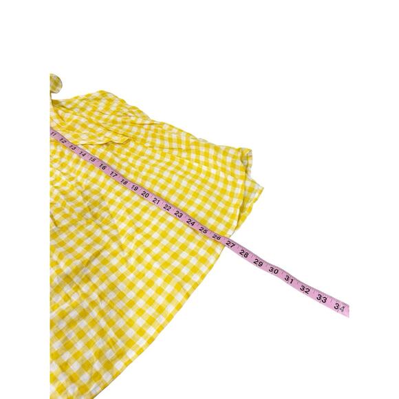 Old Navy Yellow Gingham Plaid Ruffle Tie Back Modest Linen Blend Top Womens 4XL - Picture 6 of 6
